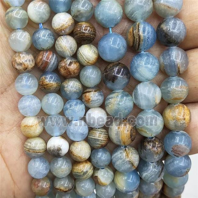 Natural Calcite Beads Blue Smooth Round