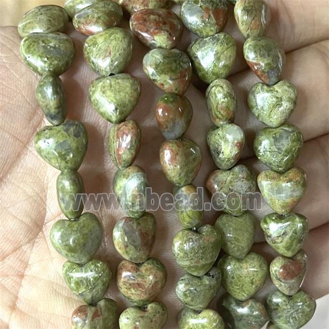 Green Bloodstone Heart Beads