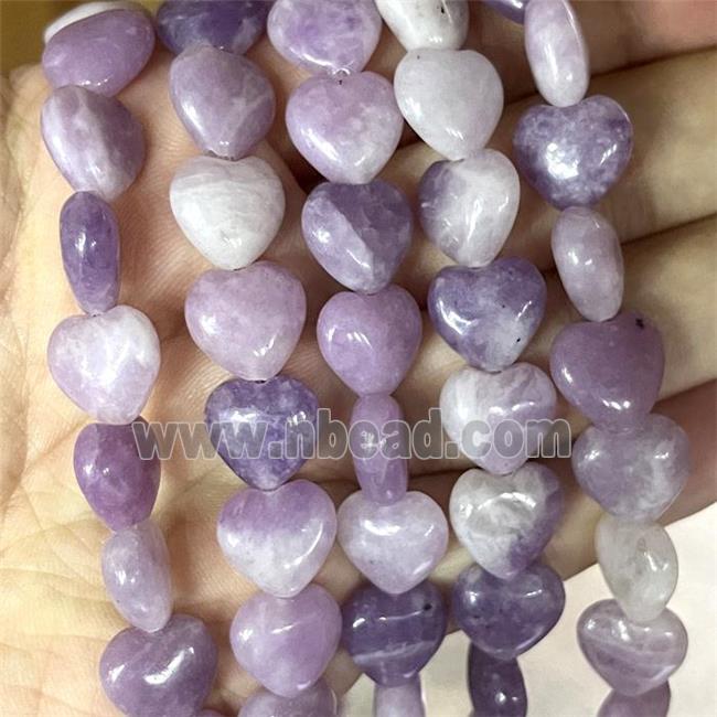 Lepidolite Heart Beads Purple Dye