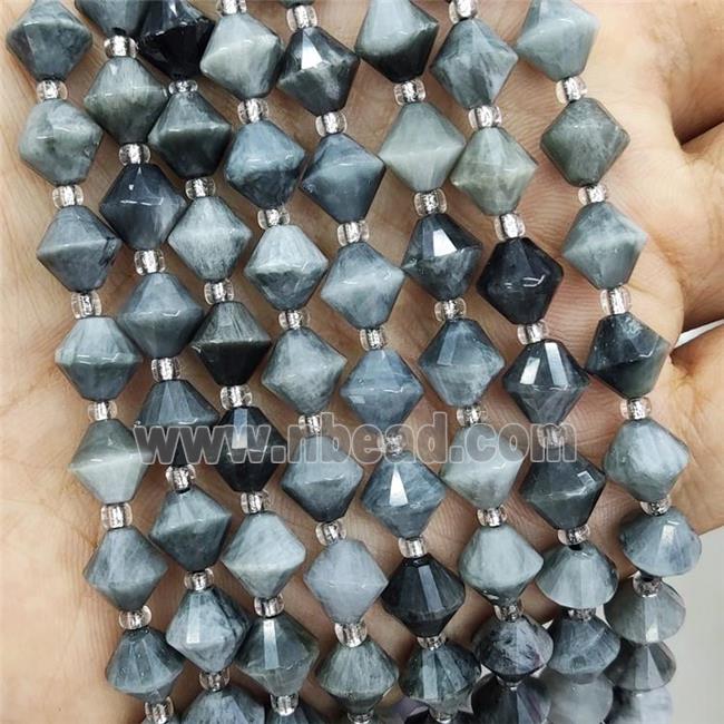 Natural Hawkeye Stone Beads Bicone