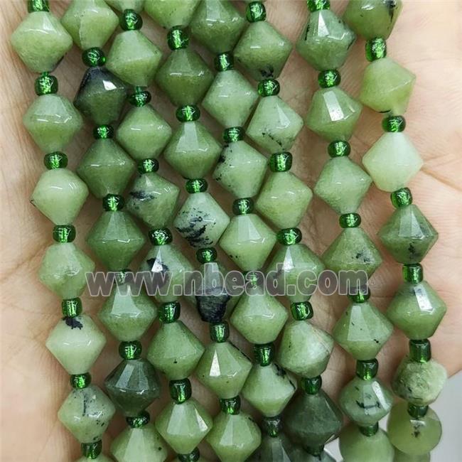 Canadian Chrysoprase Beads Green Treated Bicone