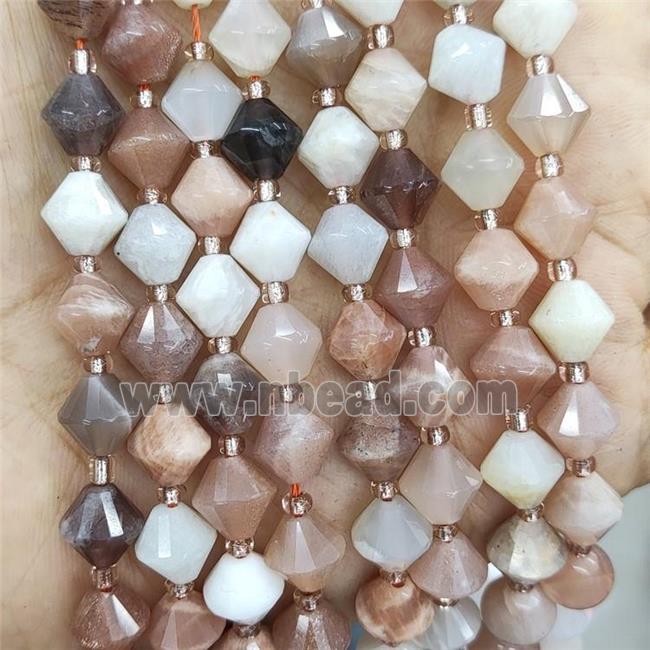 Natural Moonstone Bicone Beads Multicolor