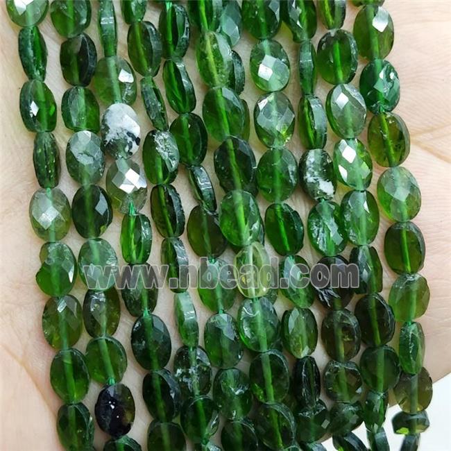 Natural Diopside Beads Green Faceted Oval