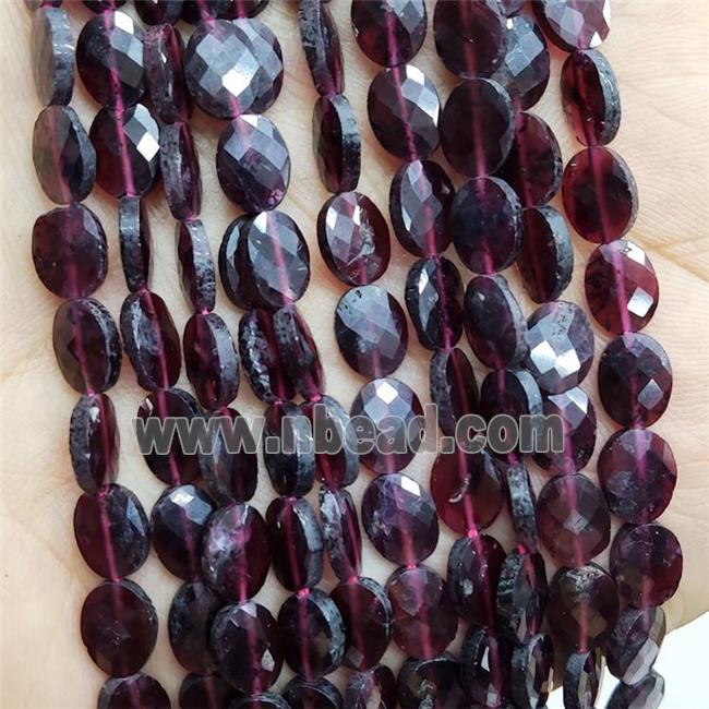 Natural Garnet Beads Darkred Faceted Oval