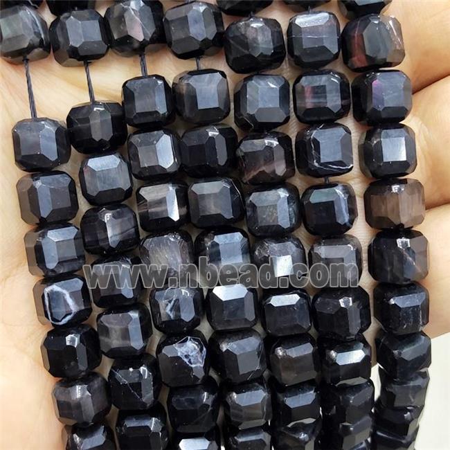 Black Tiger Eye Stone Beads Faceted Cube