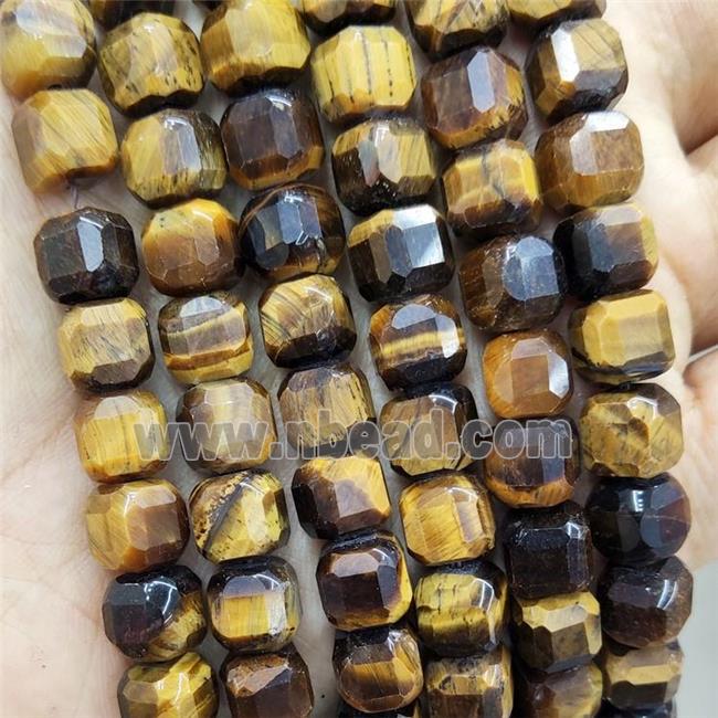 Natural Tiger Eye Stone Beads Faceted Cube