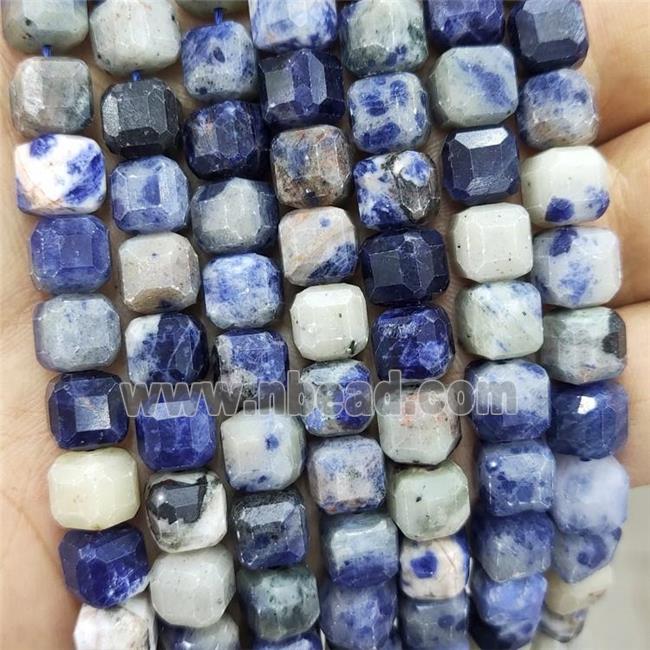 Natural Blue Sodalite Beads Faceted Cube