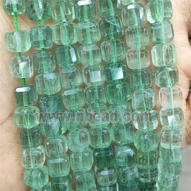 Natural Green Fluorite Beads Faceted Cube