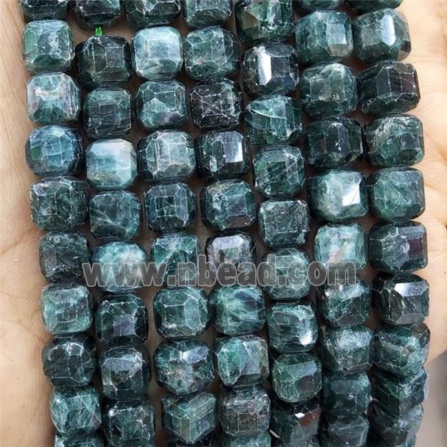 Natural Green Apatite Beads Faceted Cube
