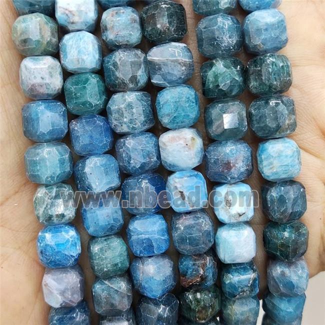 Natural Blue Apatite Beads Faceted Cube