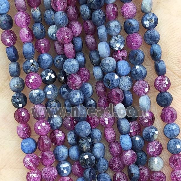 Natural Sapphire And Ruby Beads Red Blue Faceted Circle Mixed