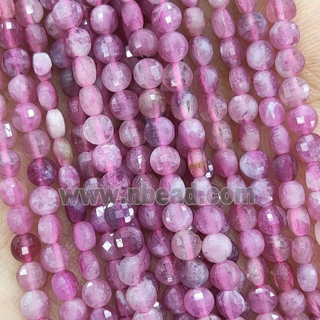 Natural Pink Tourmaline Beads Faceted Circle