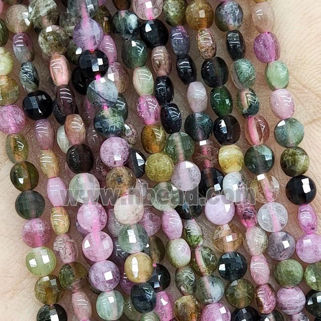 Natural Tourmaline Beads Multicolor Faceted Circle