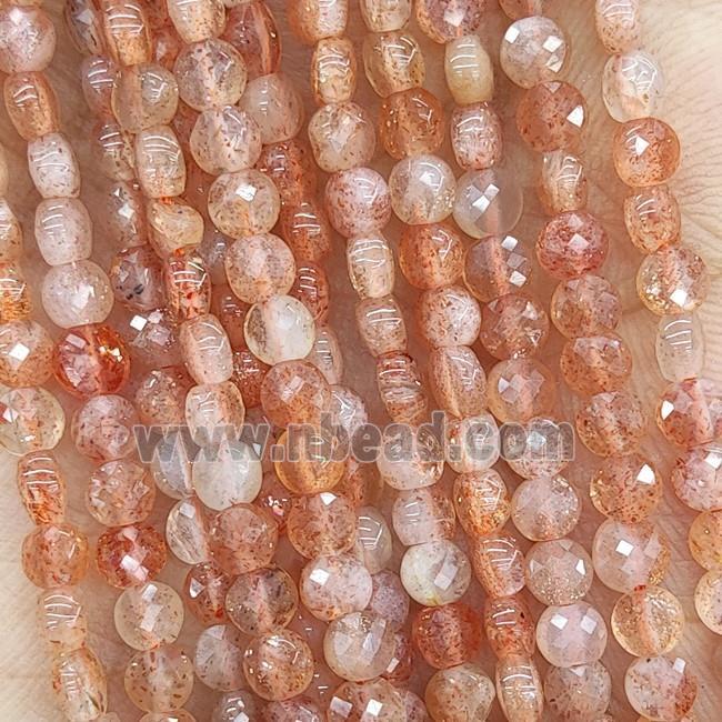Natural Peach Sunstone Beads Goldspot Faceted Circle