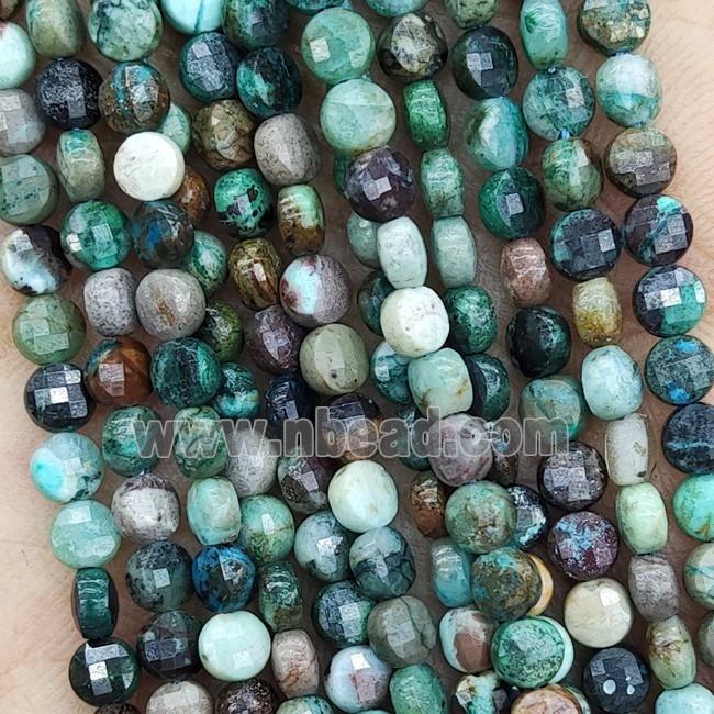 Natural Azurite Beads Green Faceted Coin