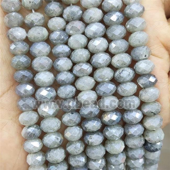 Natural Labradorite Beads Faceted Rondelle Electroplated