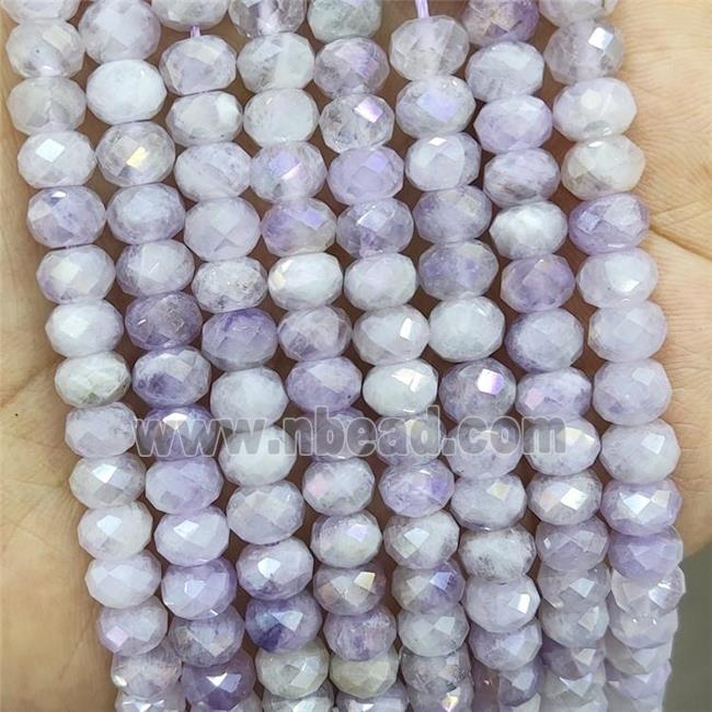 Natural Purple Chalcedony Beads Faceted Rondelle Electroplated