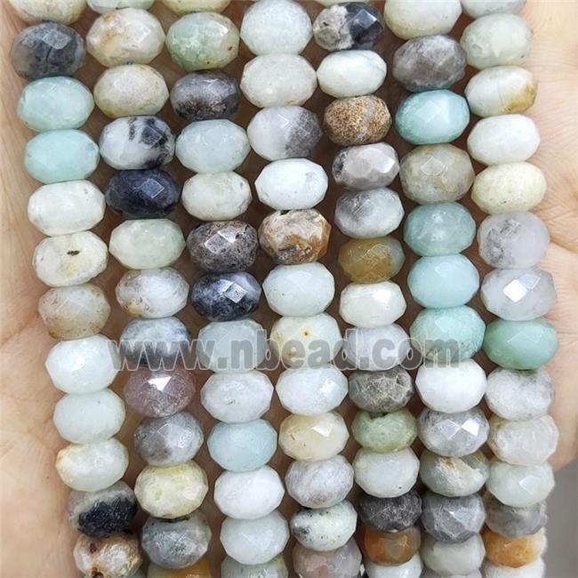 Natural Amazonite Beads Multicolor Faceted Rondelle