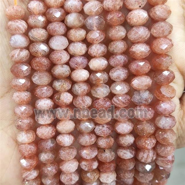Natural Peach Sunstone Beads Goldspot Faceted Rondelle