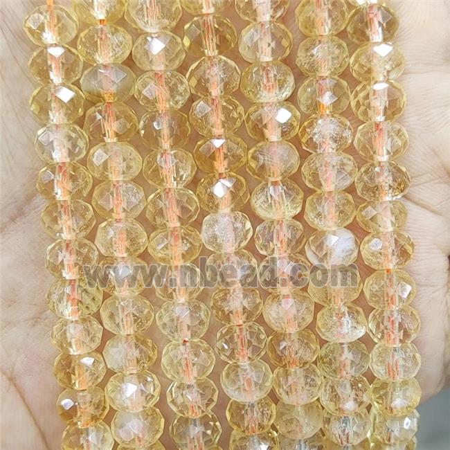 Natural Citrine Beads Yellow Faceted Rondelle A-Grade
