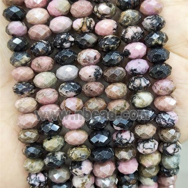 Natural Rhodonite Beads Pink Faceted Rondelle