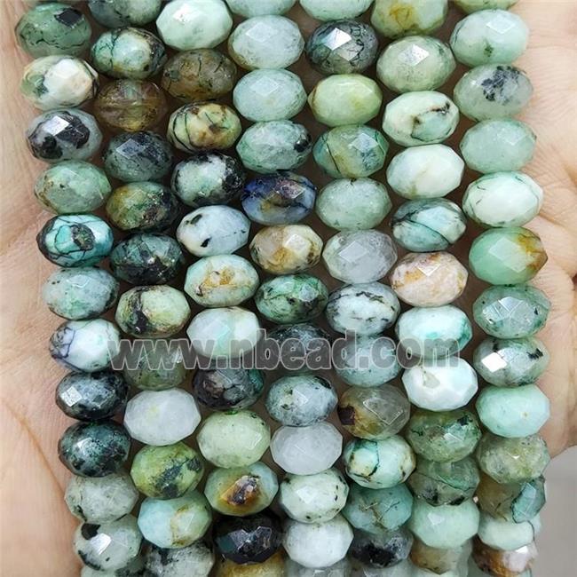 Natural Chrysocolla Beads Green Faceted Rondelle