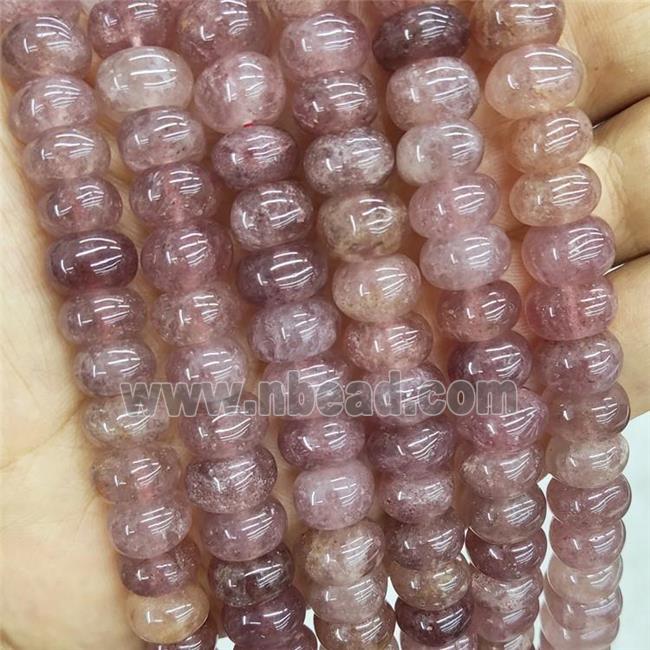 Natural Pink Strawberry Quartz Beads Rondelle Square