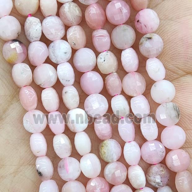 Natural Pink Opal Beads Faceted Coin Button