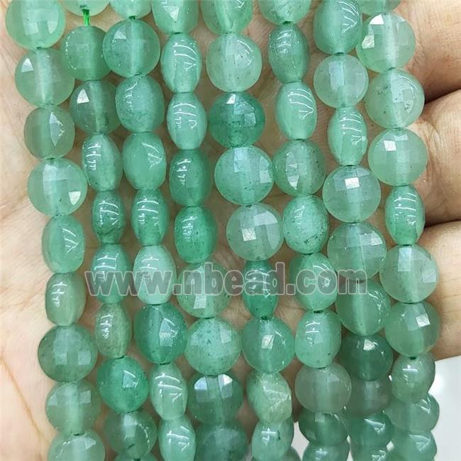 Natural Green Aventurine Beads Faceted Circle