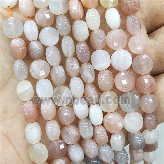 Natural Moonstone Beads Multicolor Faceted Circle