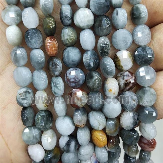Natural Hawkeye Stone Beads Faceted Circle