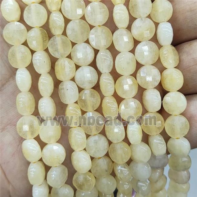Natural Honey Jade Beads Yellow Faceted Circle
