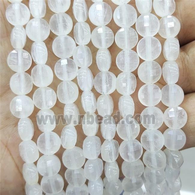 White Jade Beads Dye Faceted Circle