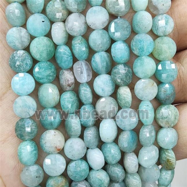 Natural Green Amazonite Beads Faceted Circle