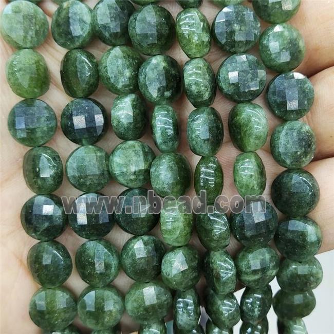 Green Jade Beads Dye Faceted Circle