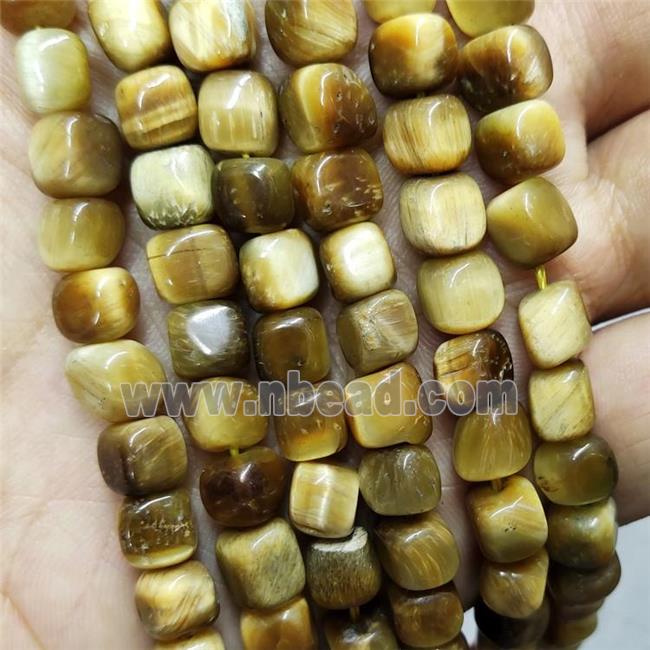 Natural Tiger Eye Stone Cube Beads Golden Dye