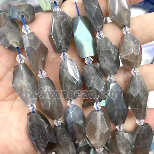 Natural Labradorite Beads Freeform Faceted