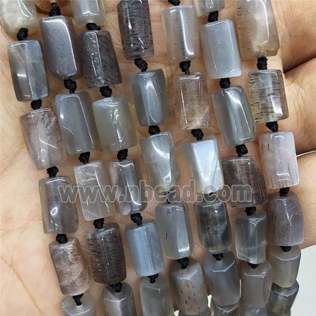 Natural Gray Moonstone Tube Beads