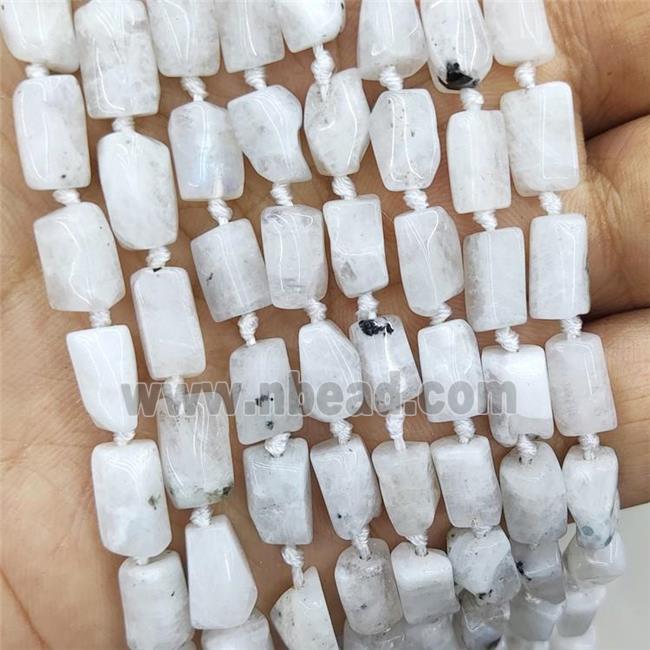 Natural White Moonstone Tube Beads