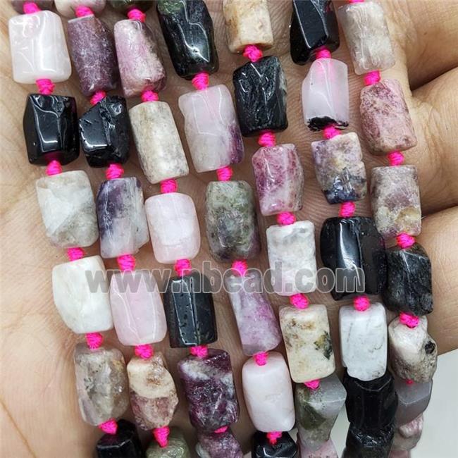 Natural Tourmaline Beads Multicolor Tube