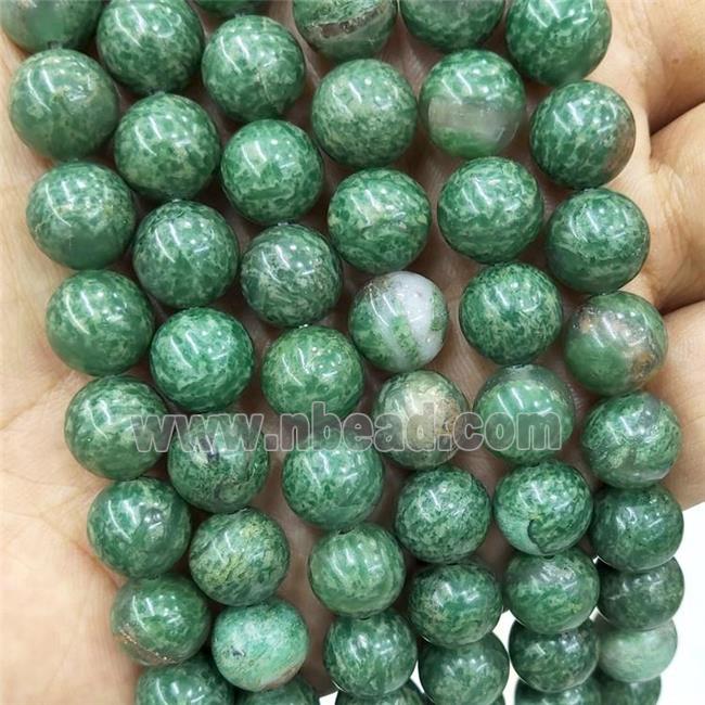 Natural African Jasper Beads Green Dye Smooth Round