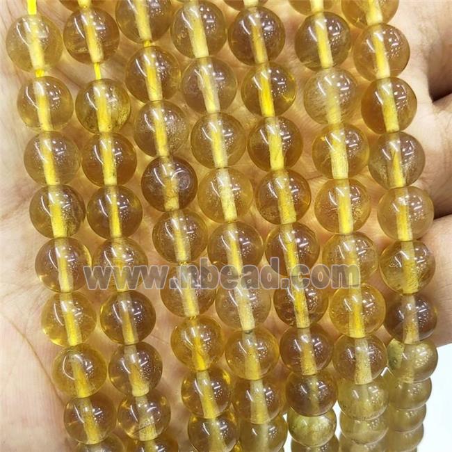 Natural Yellow Fluorite Beads Smooth Round