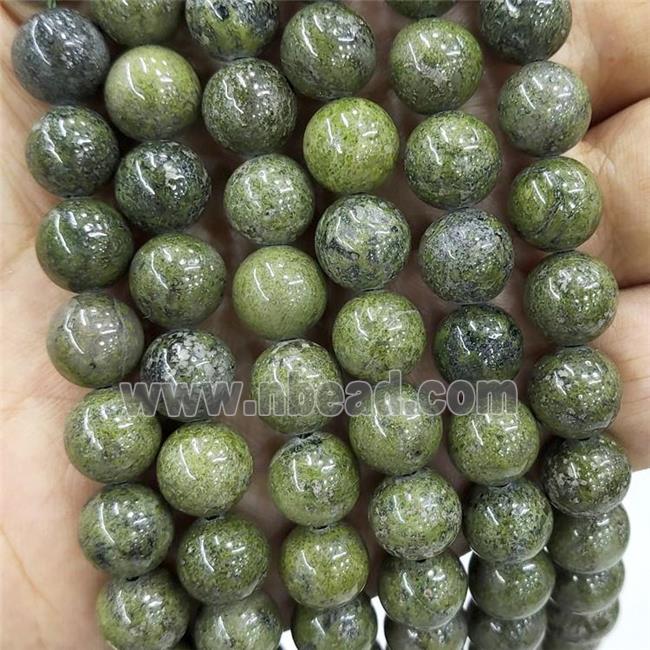 Green Epidote Beads Smooth Round