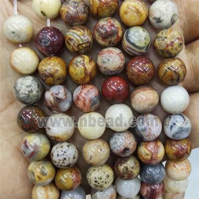 Natural Yellow Crazy Lace Agate Beads Smooth Round