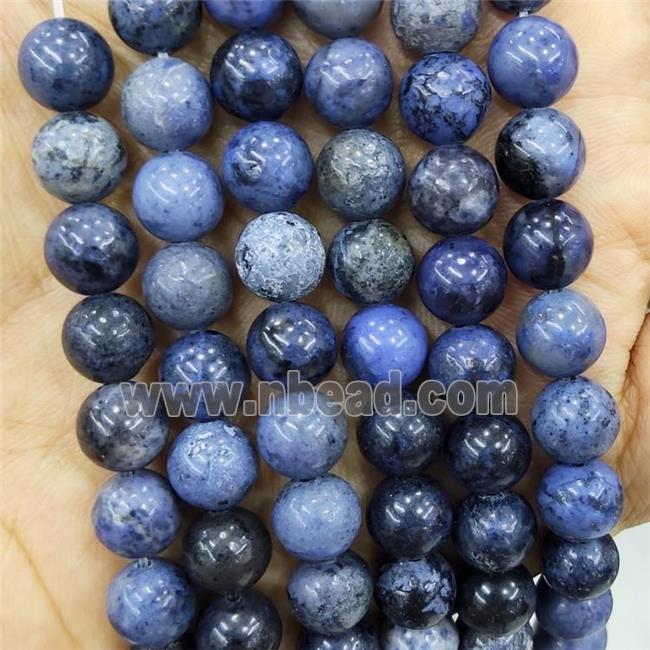 Blue Dumortierite Beads Smooth Round