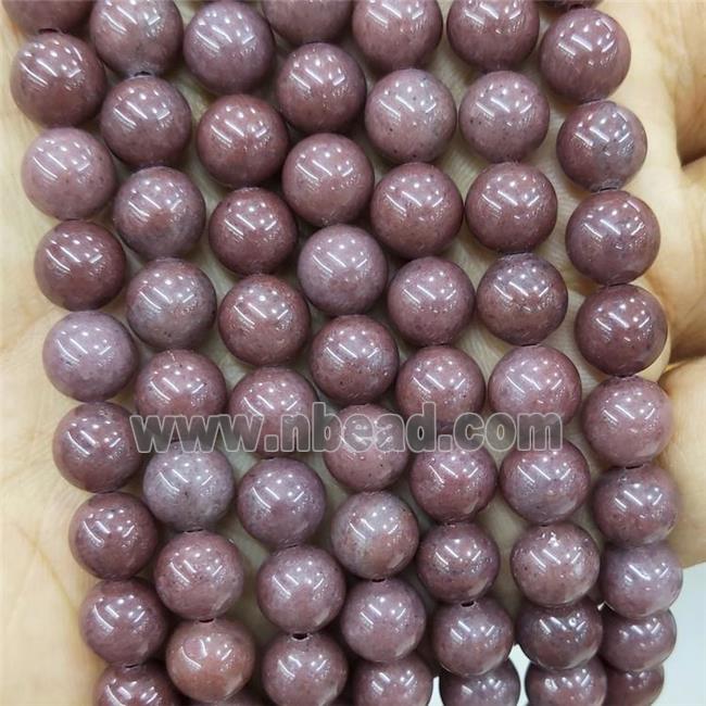 Chinese Purple Quartzite Beads Smooth Round