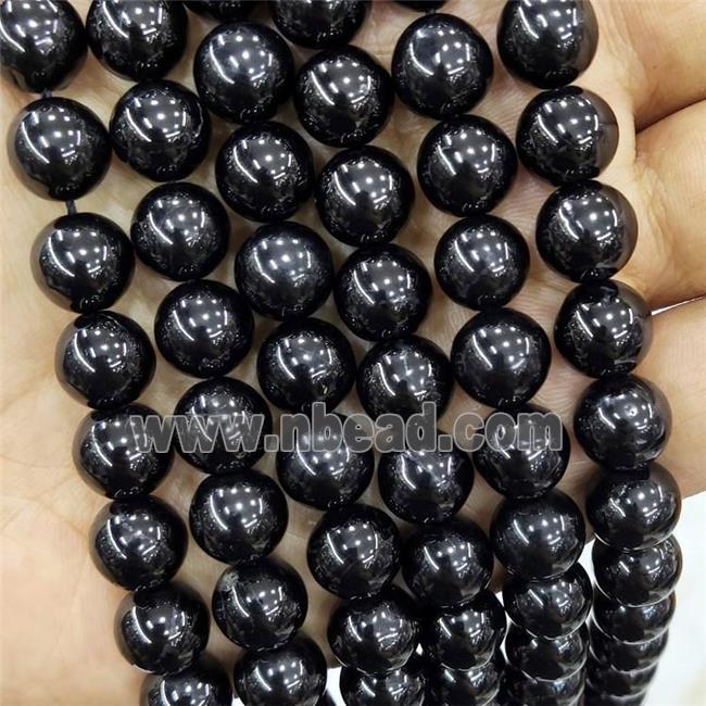 Natural Coal Crystal Beads Black Smooth Round