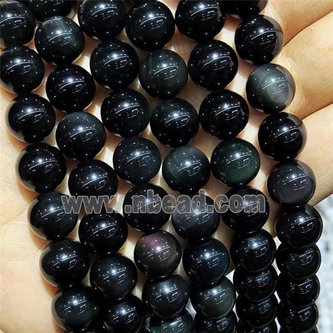 Natural Rainbow Obsidian Beads Smooth Round