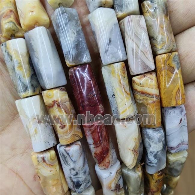 Natural Crazy Lace Agate Beads Yellow Twist Tube