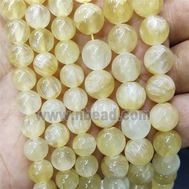 Natural Yellow Calcite Beads Smooth Round